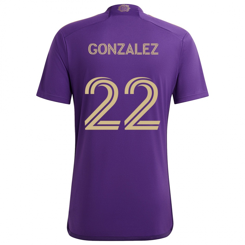 Gyermek Gastón González #22 Lila Sárga Hazai Jersey 2024/25 Mez Póló Ing