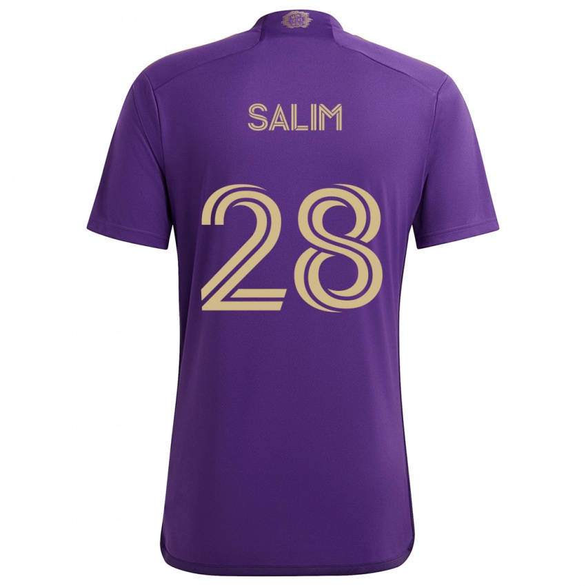 Gyermek Abdi Salim #28 Lila Sárga Hazai Jersey 2024/25 Mez Póló Ing