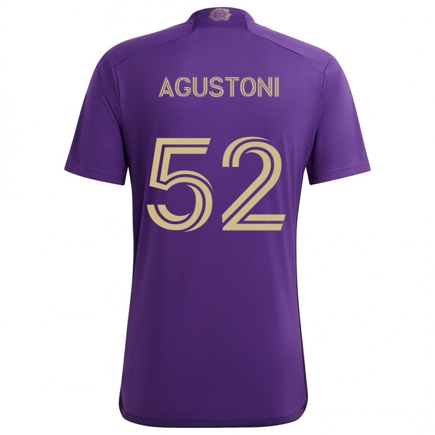 Gyermek Gonzalo Agustoni #52 Lila Sárga Hazai Jersey 2024/25 Mez Póló Ing