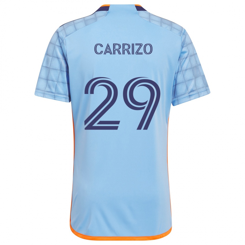 Gyermek Máximo Carrizo #29 Kék Narancs Hazai Jersey 2024/25 Mez Póló Ing