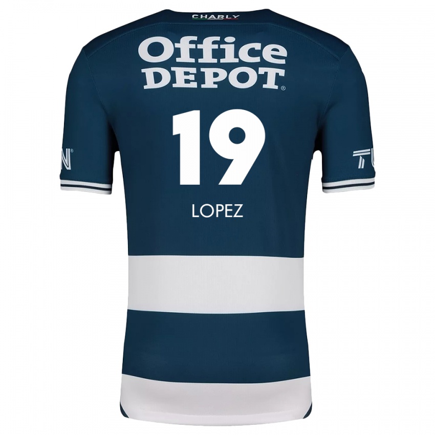 Gyermek Javier Eduardo López #19 Kék Fehér Hazai Jersey 2024/25 Mez Póló Ing