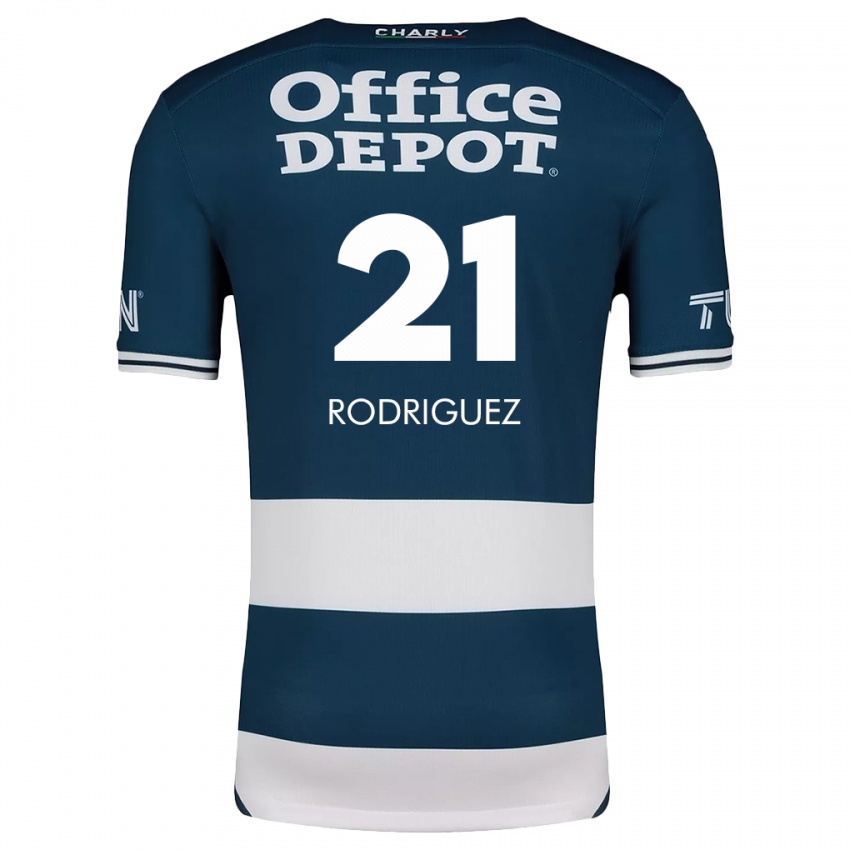 Gyermek Valentín Rodríguez #21 Kék Fehér Hazai Jersey 2024/25 Mez Póló Ing