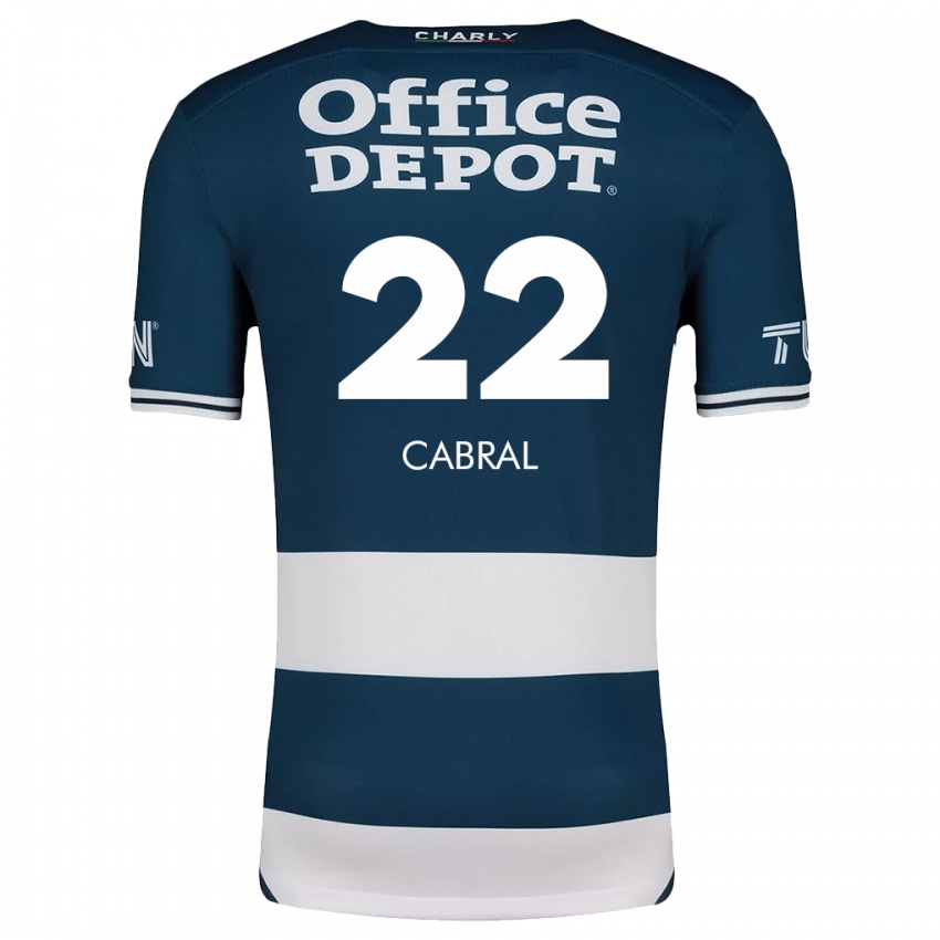 Gyermek Gustavo Cabral #22 Kék Fehér Hazai Jersey 2024/25 Mez Póló Ing