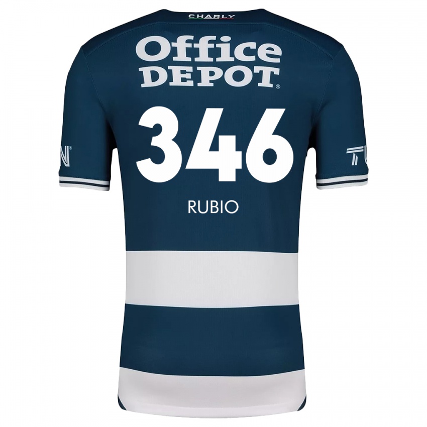 Gyermek Mateo Rubio #346 Kék Fehér Hazai Jersey 2024/25 Mez Póló Ing