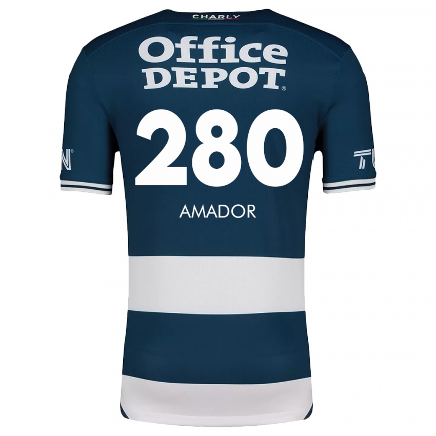 Gyermek Santiago Amador #280 Kék Fehér Hazai Jersey 2024/25 Mez Póló Ing