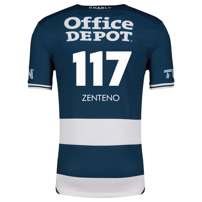 Gyermek Gustavo Zenteno #117 Kék Fehér Hazai Jersey 2024/25 Mez Póló Ing