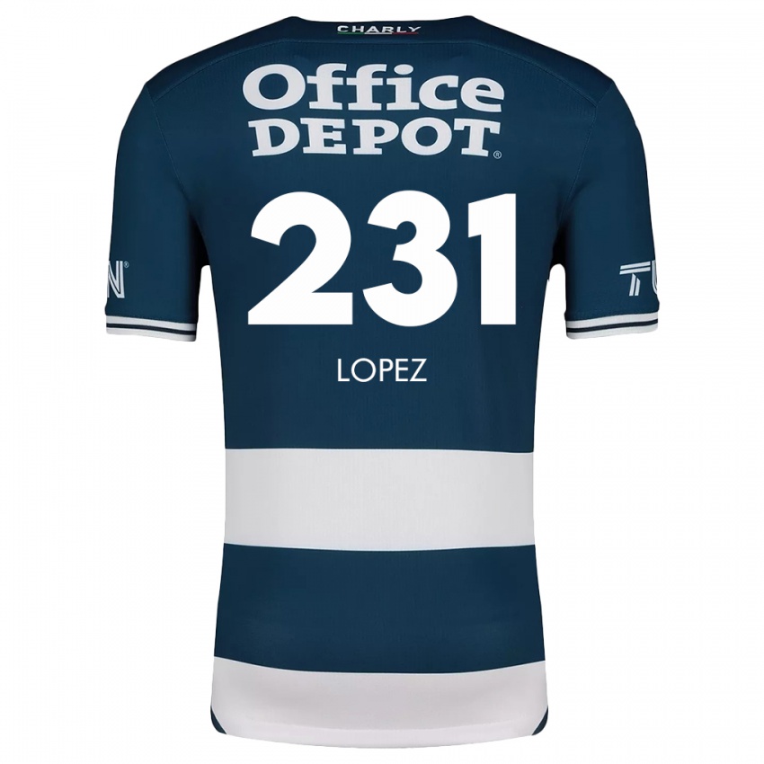 Gyermek Víctor López #231 Kék Fehér Hazai Jersey 2024/25 Mez Póló Ing