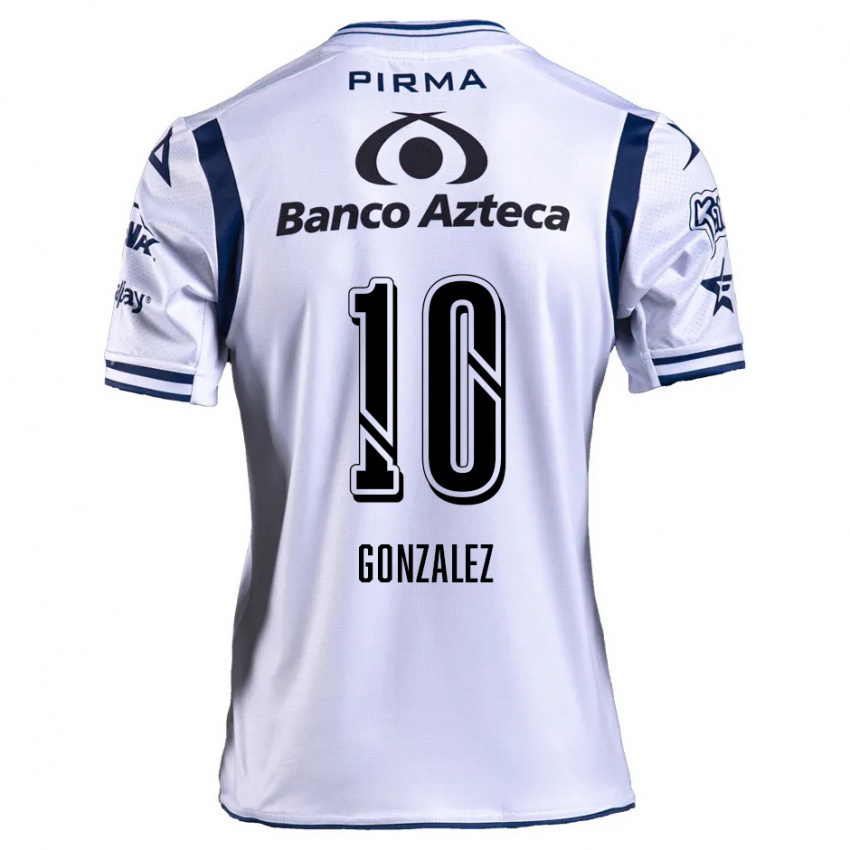 Gyermek Jair González #10 Fehér Sötétkék Hazai Jersey 2024/25 Mez Póló Ing