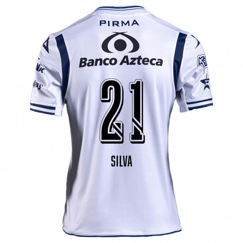 Gyermek Gastón Silva #21 Fehér Sötétkék Hazai Jersey 2024/25 Mez Póló Ing