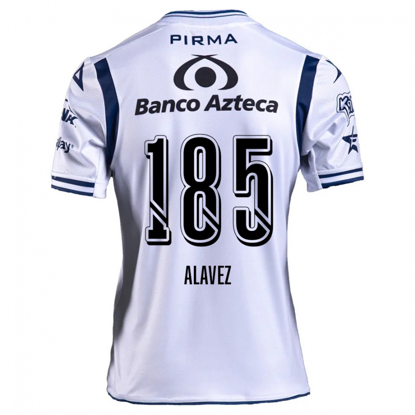 Gyermek Brian Alavez #185 Fehér Sötétkék Hazai Jersey 2024/25 Mez Póló Ing