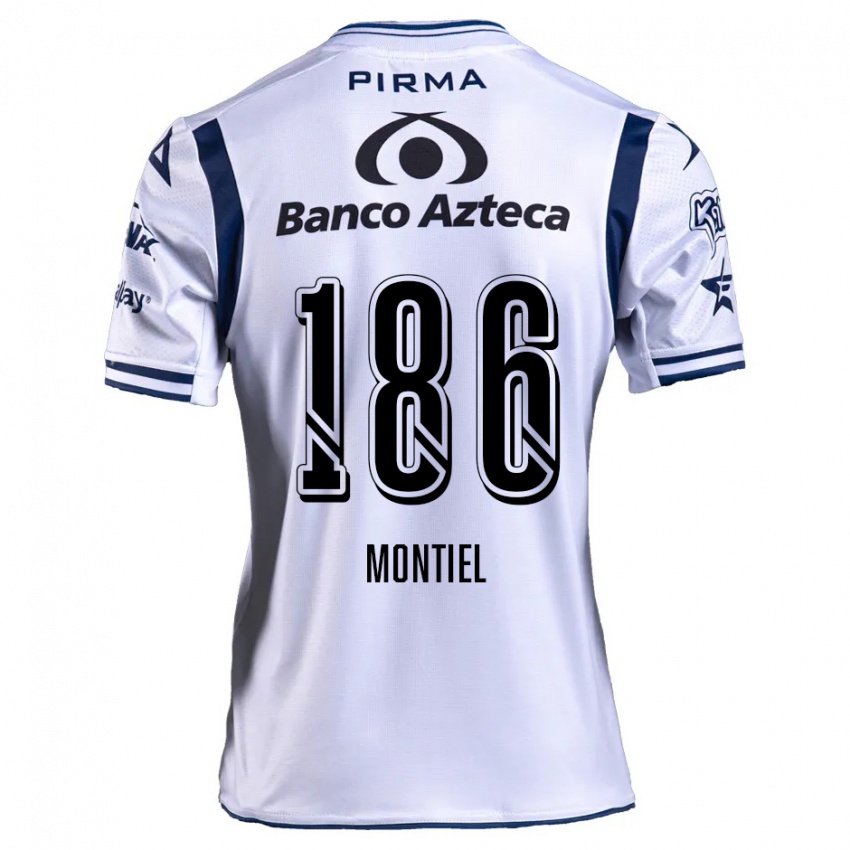 Gyermek Santiago Montiel #186 Fehér Sötétkék Hazai Jersey 2024/25 Mez Póló Ing