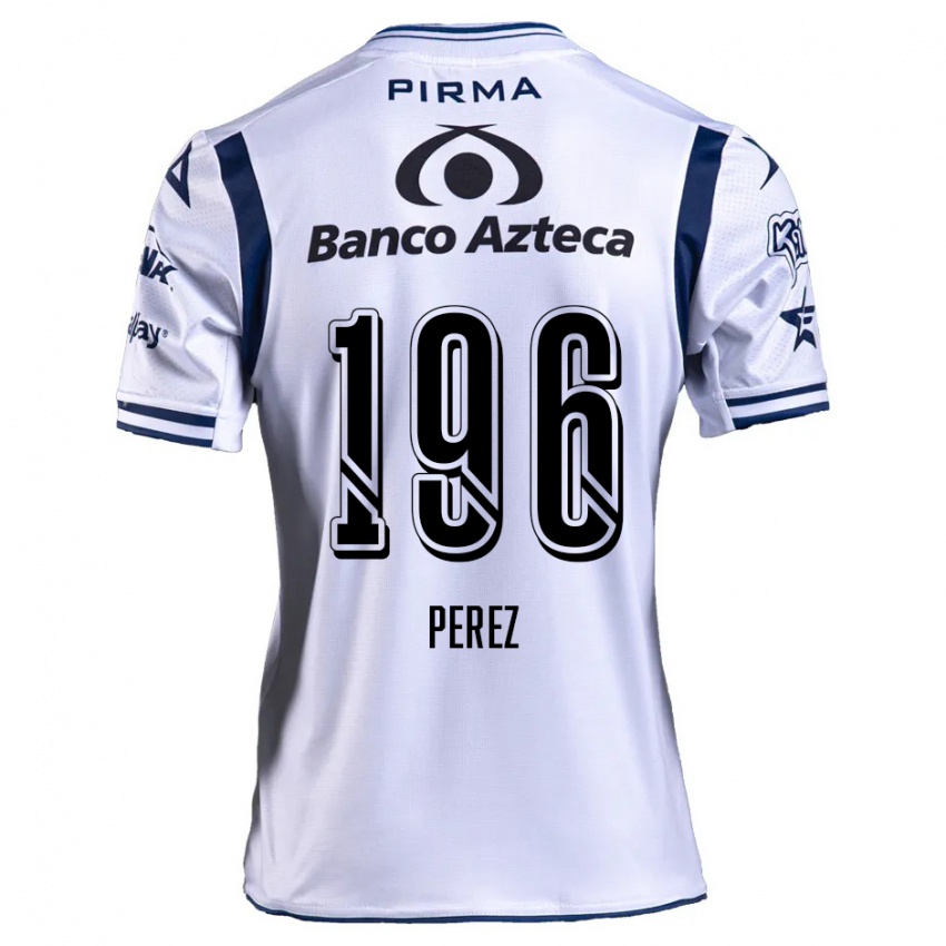 Gyermek Arez Pérez #196 Fehér Sötétkék Hazai Jersey 2024/25 Mez Póló Ing