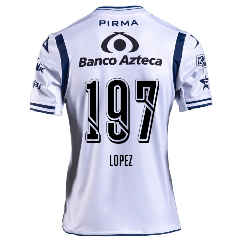 Gyermek Sebastián López #197 Fehér Sötétkék Hazai Jersey 2024/25 Mez Póló Ing