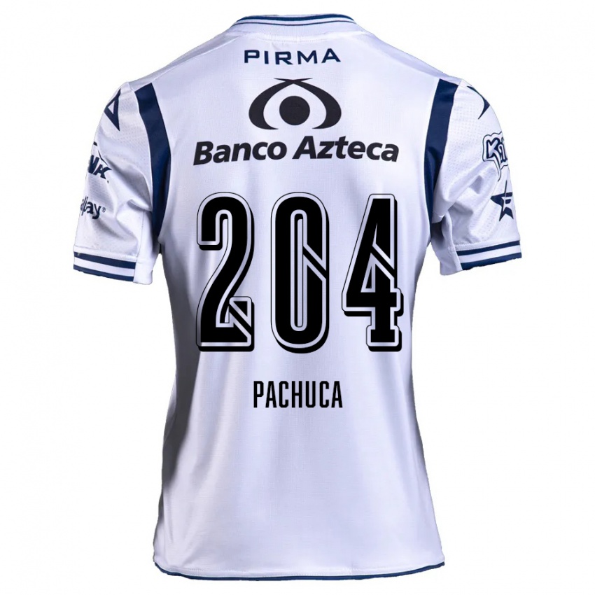 Gyermek José Pachuca #204 Fehér Sötétkék Hazai Jersey 2024/25 Mez Póló Ing