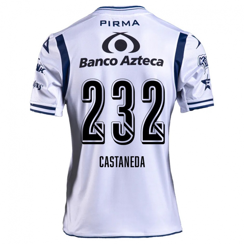 Gyermek Ángel Castañeda #232 Fehér Sötétkék Hazai Jersey 2024/25 Mez Póló Ing