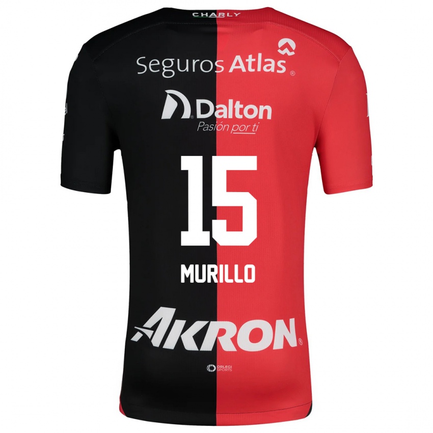 Gyermek Jhon Murillo #15 Piros Fekete Hazai Jersey 2024/25 Mez Póló Ing