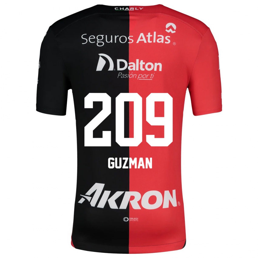 Gyermek Jorge Guzmán #209 Piros Fekete Hazai Jersey 2024/25 Mez Póló Ing