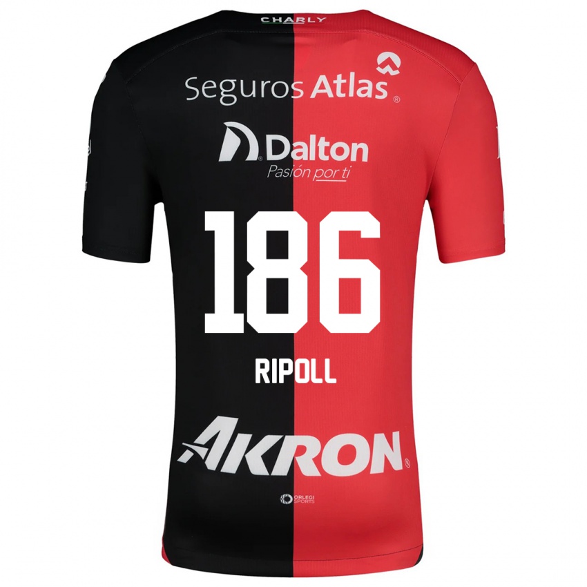 Gyermek Alonso Ripoll #186 Piros Fekete Hazai Jersey 2024/25 Mez Póló Ing