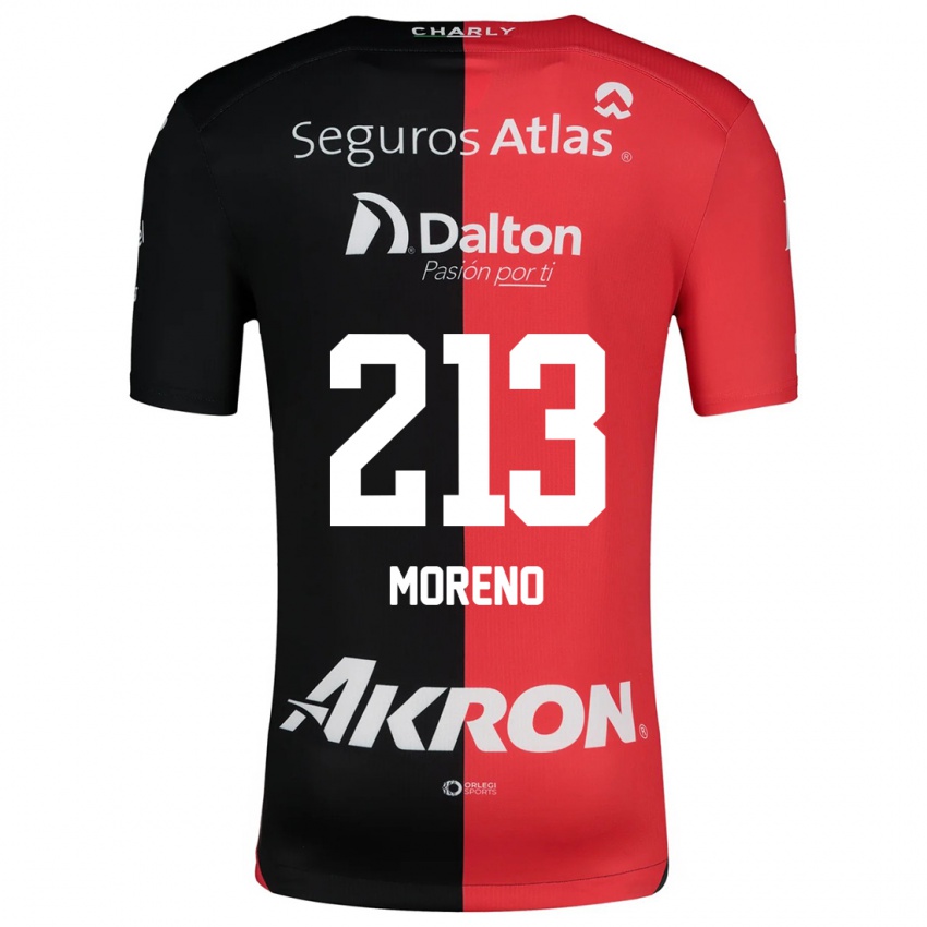 Gyermek Eduardo Moreno #213 Piros Fekete Hazai Jersey 2024/25 Mez Póló Ing