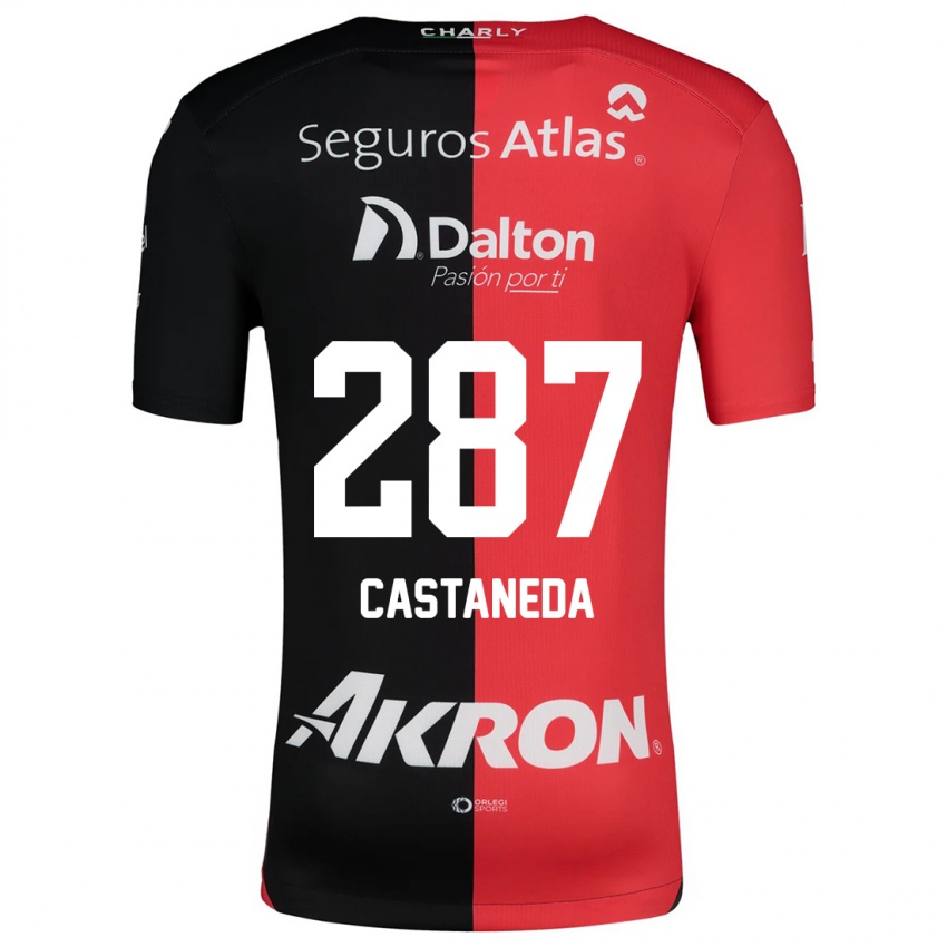 Gyermek Mariano Castañeda #287 Piros Fekete Hazai Jersey 2024/25 Mez Póló Ing