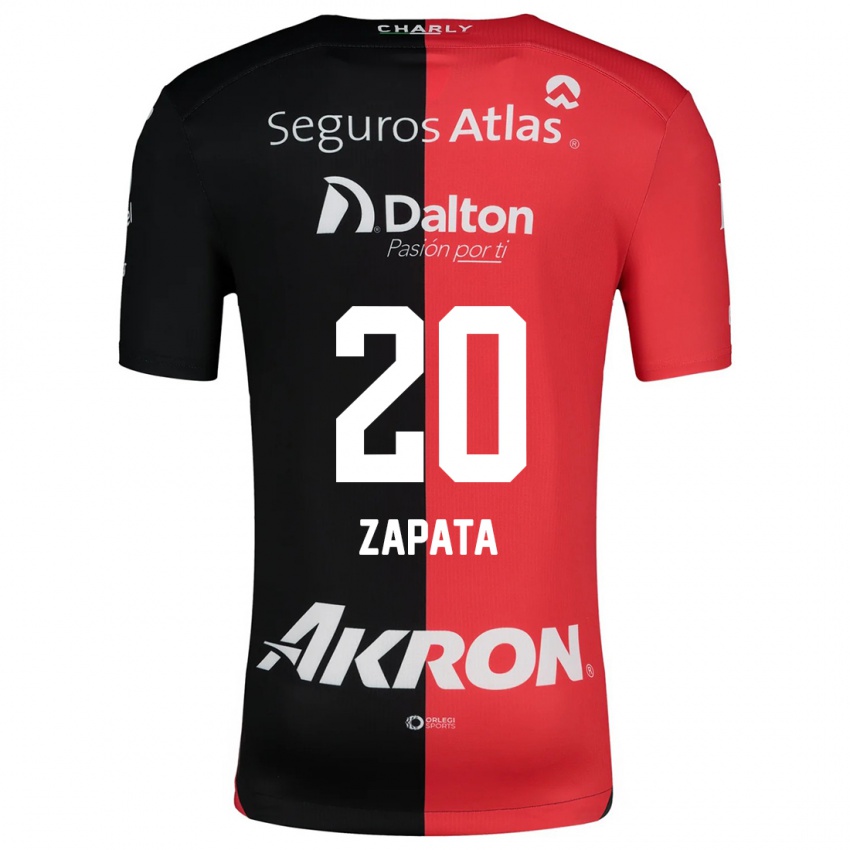 Gyermek Juan Zapata #20 Piros Fekete Hazai Jersey 2024/25 Mez Póló Ing