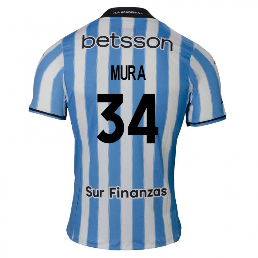 Gyermek Facundo Mura #34 Kék Fehér Fekete Hazai Jersey 2024/25 Mez Póló Ing