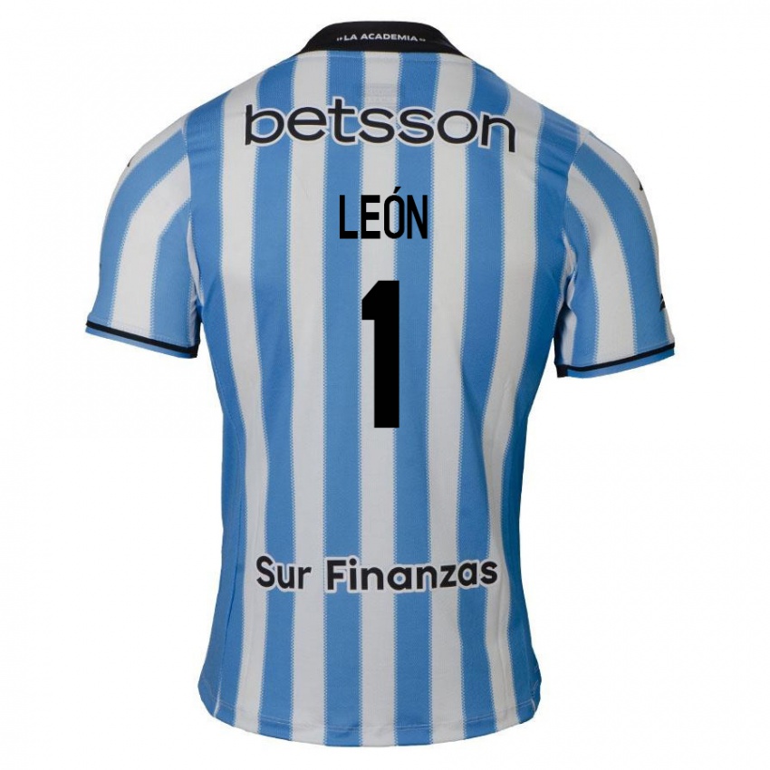 Gyermek Roberto León #1 Kék Fehér Fekete Hazai Jersey 2024/25 Mez Póló Ing