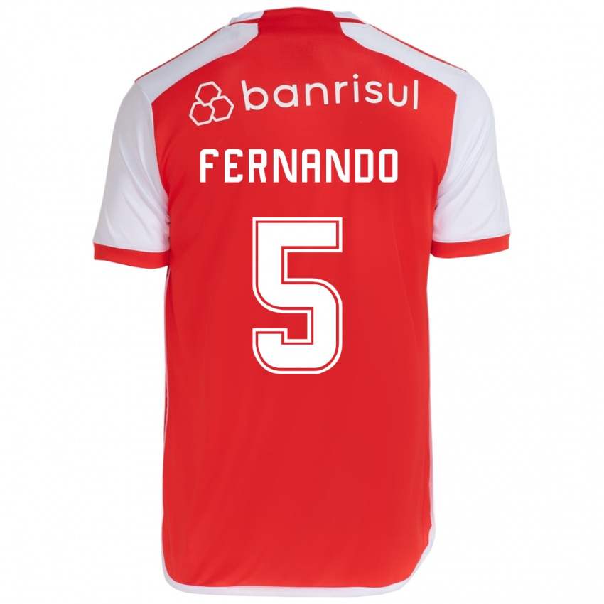 Gyermek Fernando #5 Piros Fehér Hazai Jersey 2024/25 Mez Póló Ing