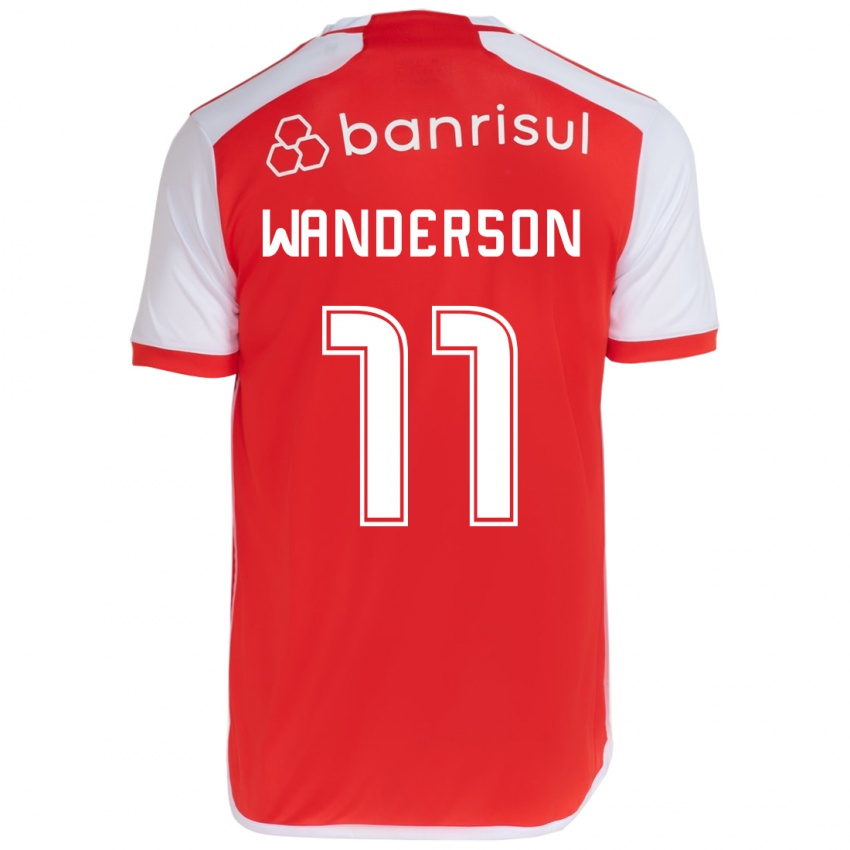 Gyermek Wanderson #11 Piros Fehér Hazai Jersey 2024/25 Mez Póló Ing