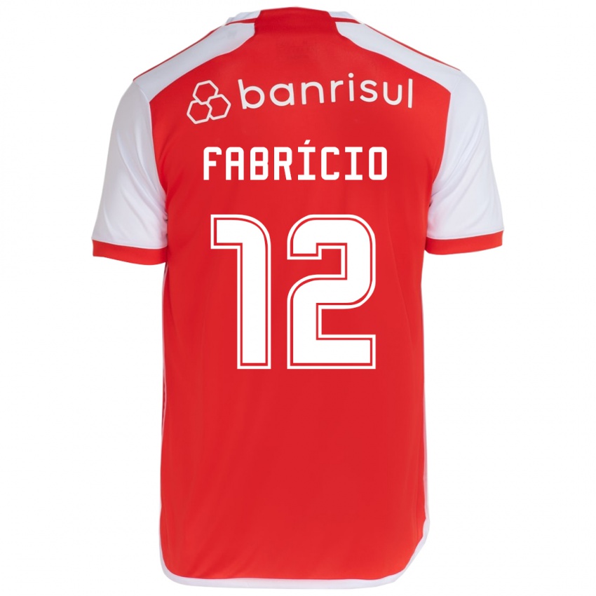 Gyermek Fabrício #12 Piros Fehér Hazai Jersey 2024/25 Mez Póló Ing