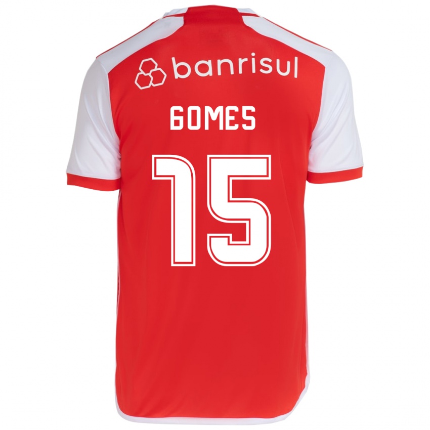 Gyermek Bruno Gomes #15 Piros Fehér Hazai Jersey 2024/25 Mez Póló Ing