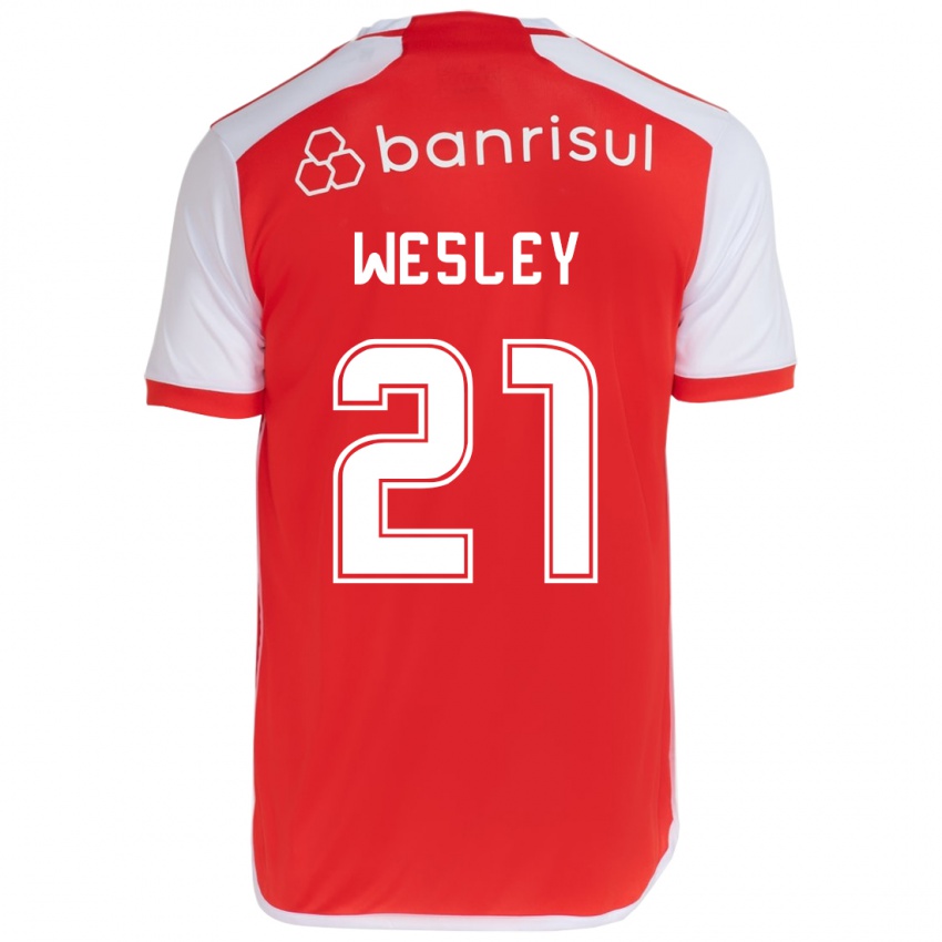 Gyermek Wesley #21 Piros Fehér Hazai Jersey 2024/25 Mez Póló Ing