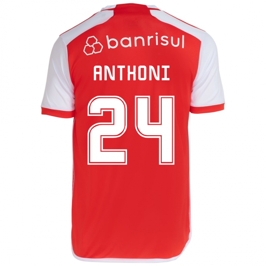 Gyermek Anthoni #24 Piros Fehér Hazai Jersey 2024/25 Mez Póló Ing