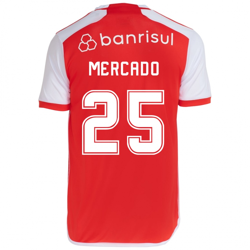 Gyermek Gabriel Mercado #25 Piros Fehér Hazai Jersey 2024/25 Mez Póló Ing