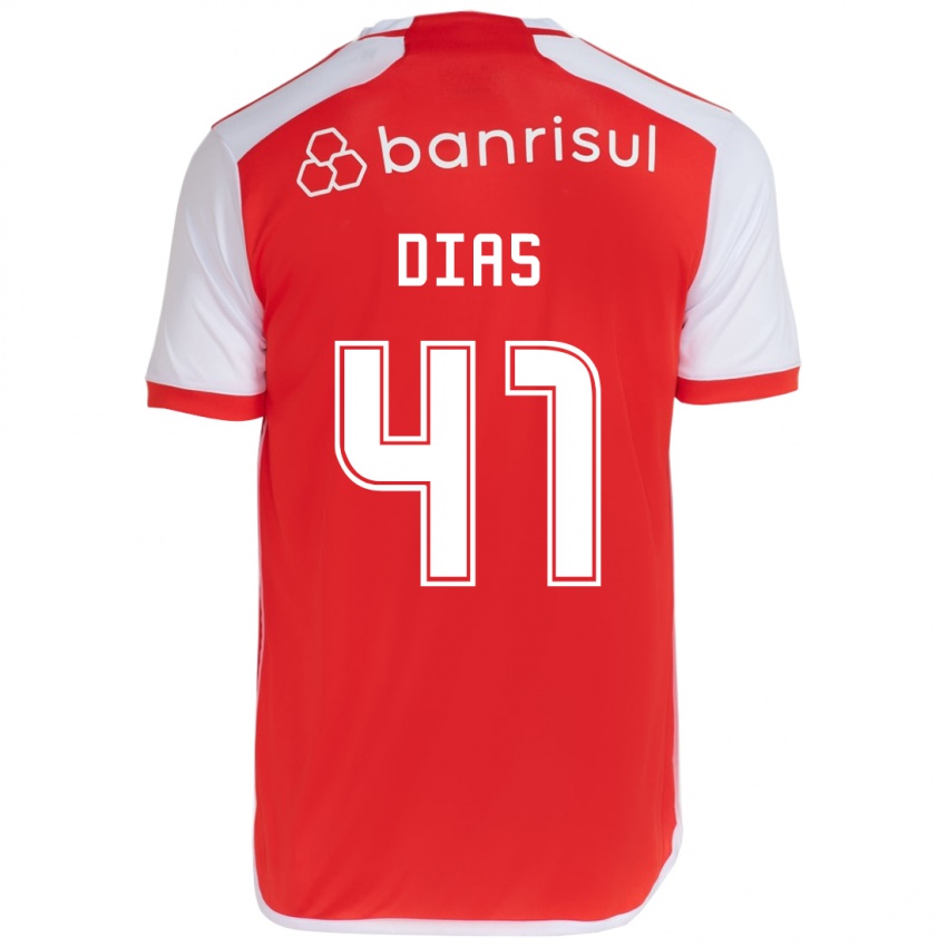 Gyermek Matheus Dias #41 Piros Fehér Hazai Jersey 2024/25 Mez Póló Ing