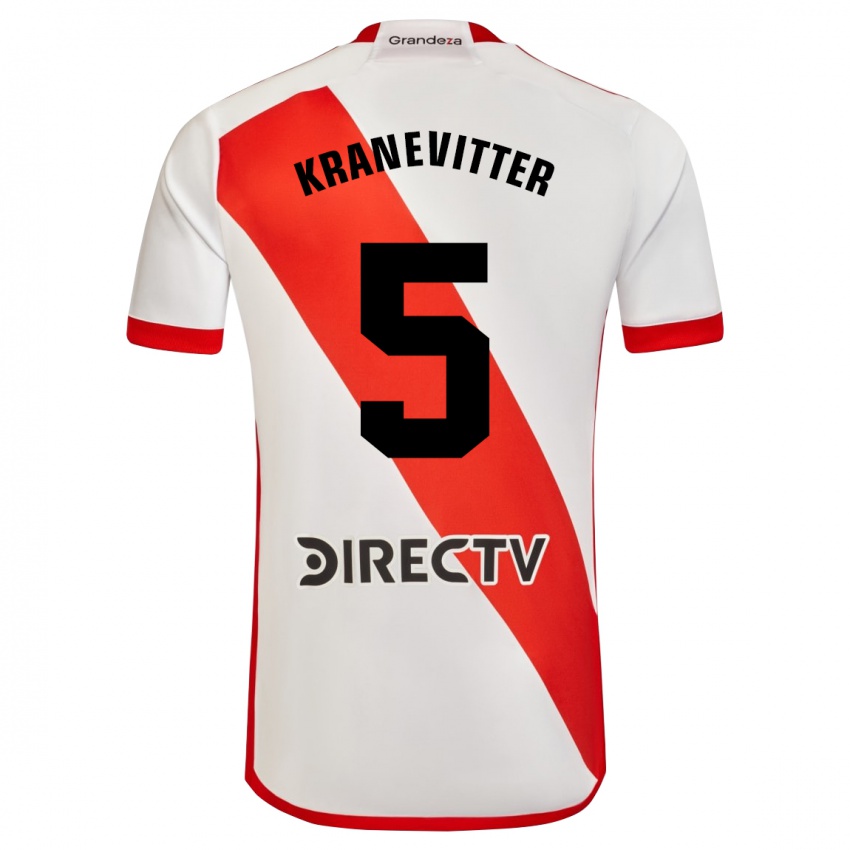 Gyermek Matías Kranevitter #5 Fehér Piros Hazai Jersey 2024/25 Mez Póló Ing