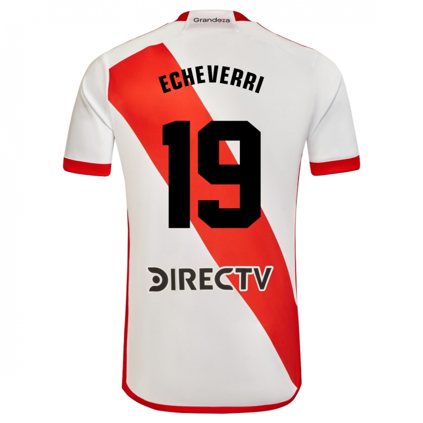 Gyermek Claudio Echeverri #19 Fehér Piros Hazai Jersey 2024/25 Mez Póló Ing