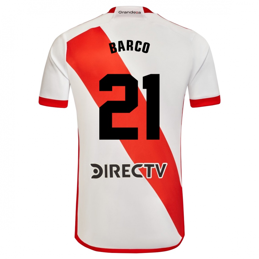 Gyermek Esequiel Barco #21 Fehér Piros Hazai Jersey 2024/25 Mez Póló Ing