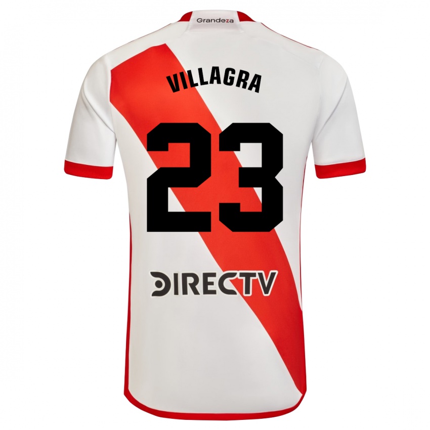 Gyermek Rodrigo Villagra #23 Fehér Piros Hazai Jersey 2024/25 Mez Póló Ing