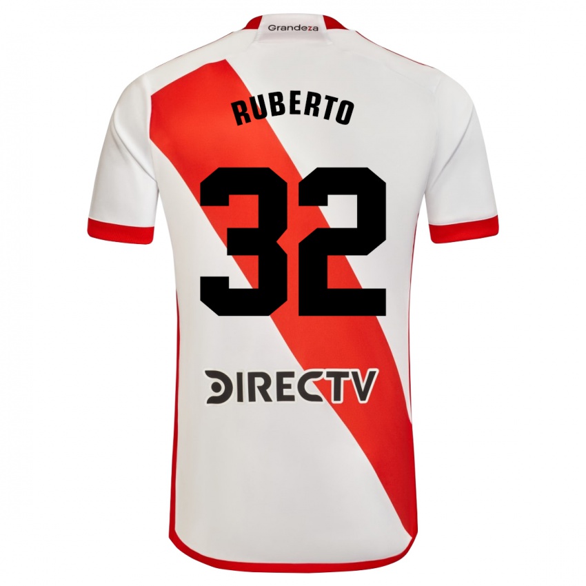 Gyermek Agustín Ruberto #32 Fehér Piros Hazai Jersey 2024/25 Mez Póló Ing