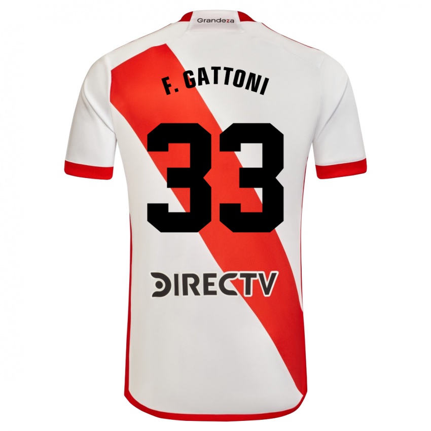 Gyermek Federico Gattoni #33 Fehér Piros Hazai Jersey 2024/25 Mez Póló Ing