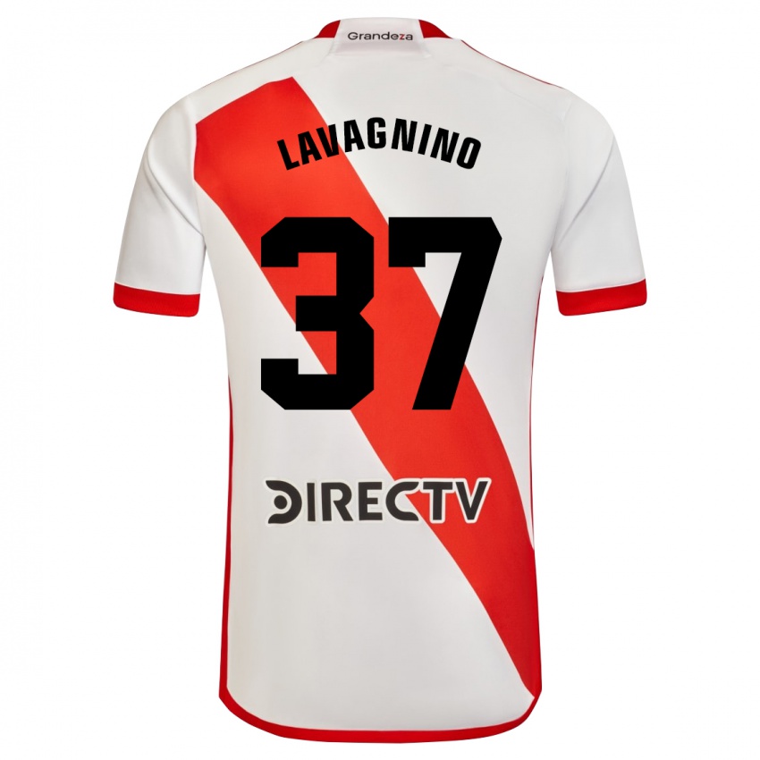 Gyermek Lucas Lavagnino #37 Fehér Piros Hazai Jersey 2024/25 Mez Póló Ing