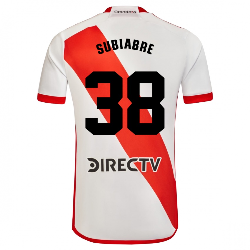 Gyermek Ian Subiabre #38 Fehér Piros Hazai Jersey 2024/25 Mez Póló Ing