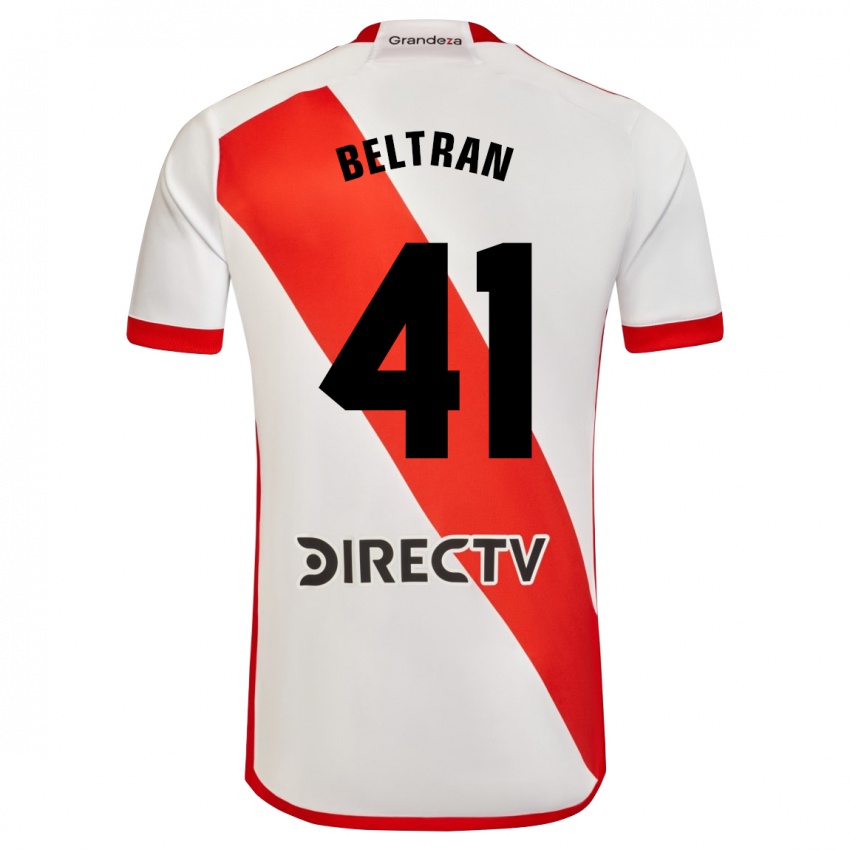 Gyermek Santiago Beltrán #41 Fehér Piros Hazai Jersey 2024/25 Mez Póló Ing