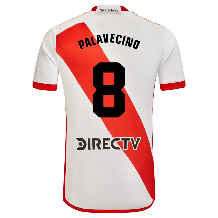 Gyermek Agustin Palavecino #8 Fehér Piros Hazai Jersey 2024/25 Mez Póló Ing