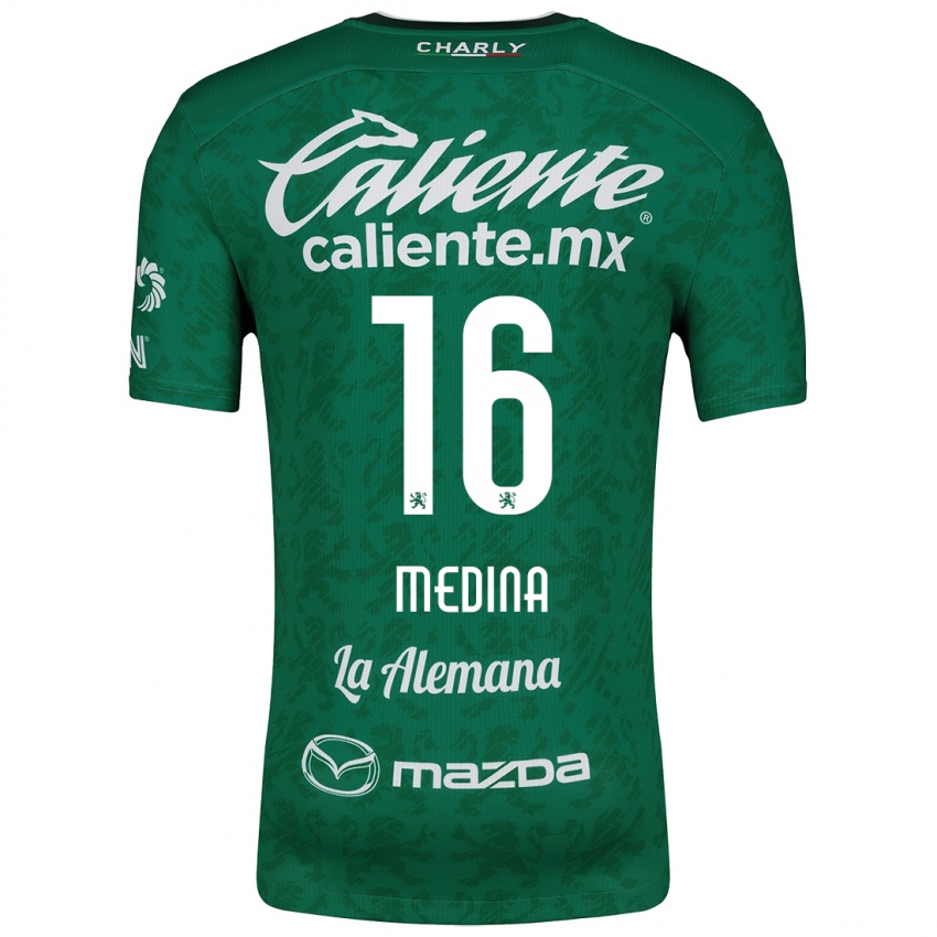 Gyermek Alan Medina #16 Zöld Fehér Hazai Jersey 2024/25 Mez Póló Ing