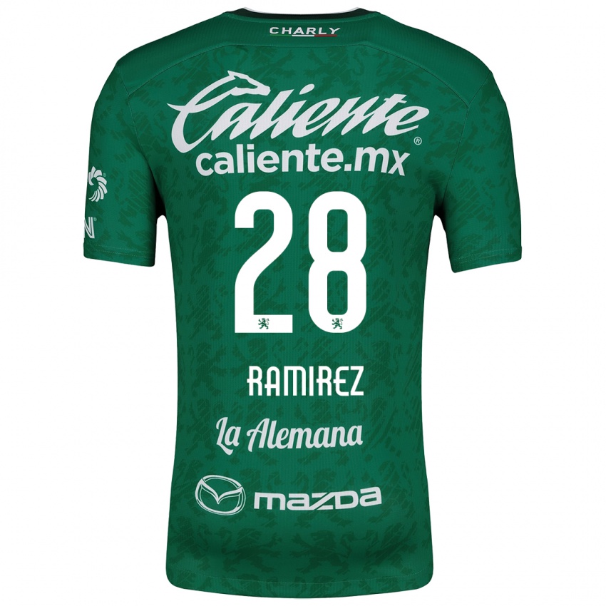 Gyermek David Ramírez #28 Zöld Fehér Hazai Jersey 2024/25 Mez Póló Ing