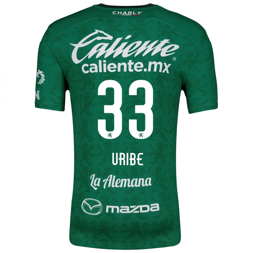 Gyermek Héctor Uribe #33 Zöld Fehér Hazai Jersey 2024/25 Mez Póló Ing