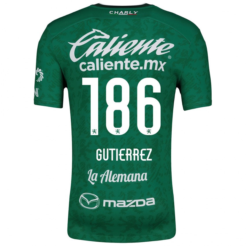 Gyermek Alan Gutiérrez #186 Zöld Fehér Hazai Jersey 2024/25 Mez Póló Ing