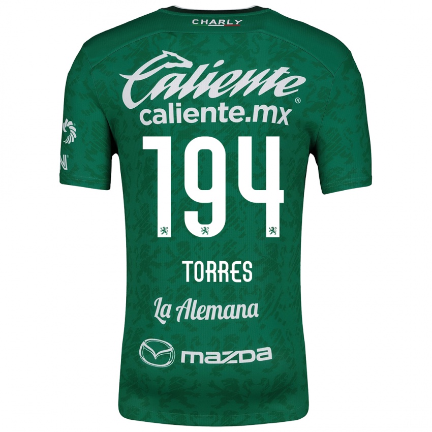 Gyermek Erick Torres #194 Zöld Fehér Hazai Jersey 2024/25 Mez Póló Ing